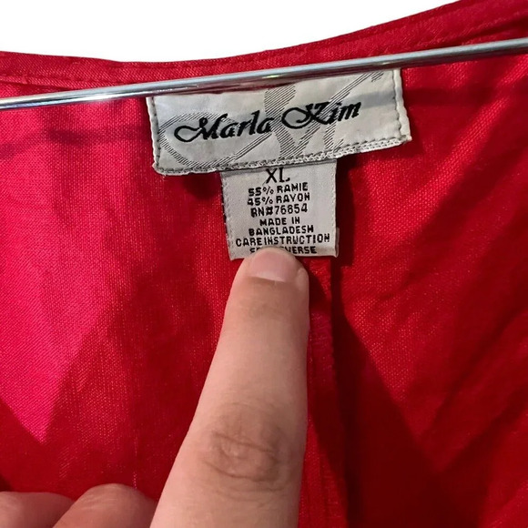 Marla Kim Vintage Red Dress XL Fringed Hem Sleeveless Tank Woven Lightweight - Picture 6 of 6